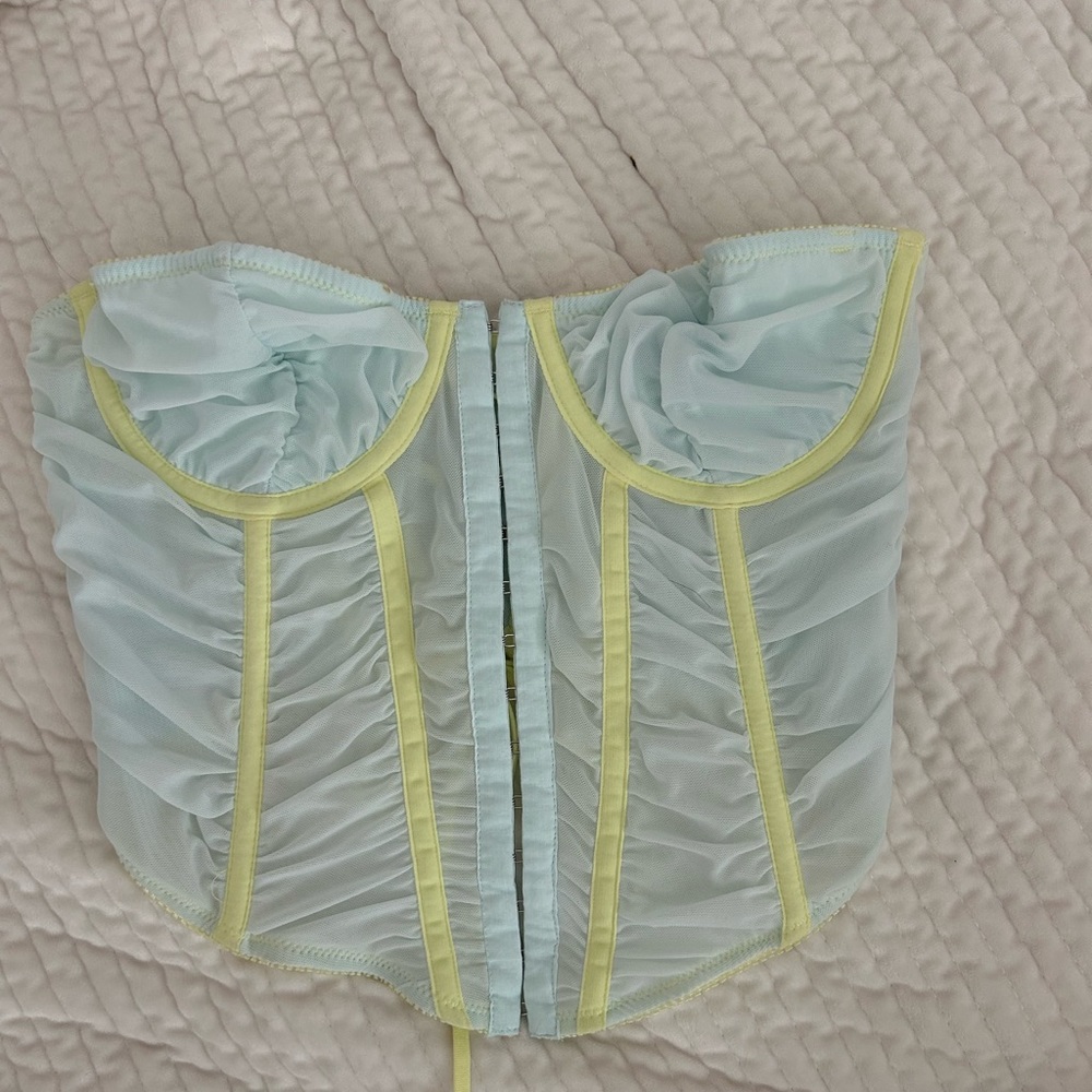 Strapless blue corset